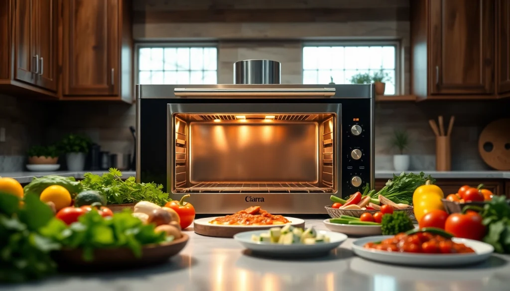 Ciarra Nosh Oven showcasing its multifunctional design in a vibrant kitchen setting