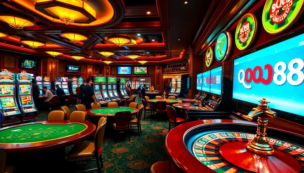 Experience the thrill of gambling with exclusive access through the link truy cập qq88, featuring vibrant casino activities and excited players.