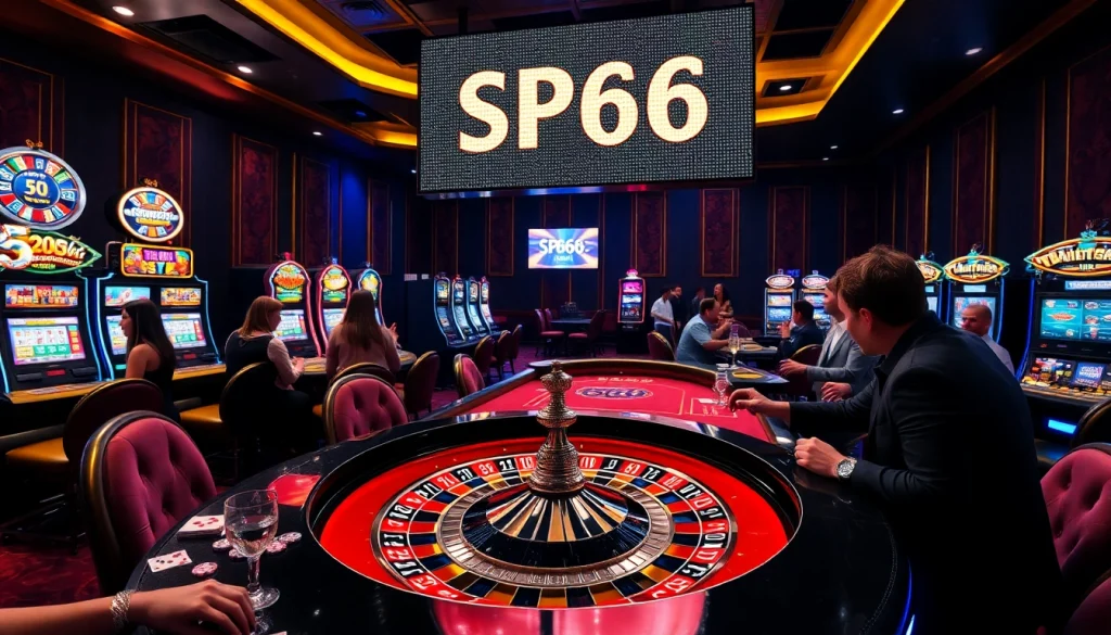 Players enjoying a thrilling roulette game at SP666 Casino, with vibrant chips and cards in play.