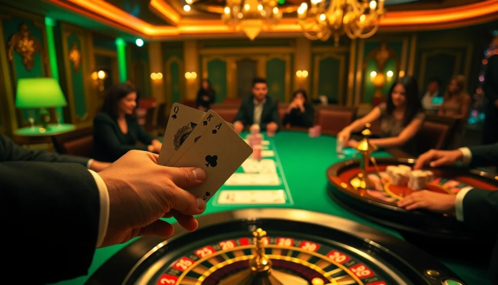 Players engage in a thrilling poker game at a casino table, highlighting e28 as the winning ticket for excitement and stakes.