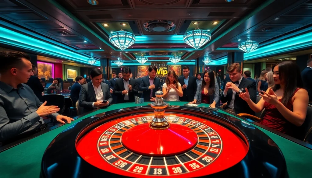 Players enjoying a thrilling game at 22VIP's luxurious casino table.